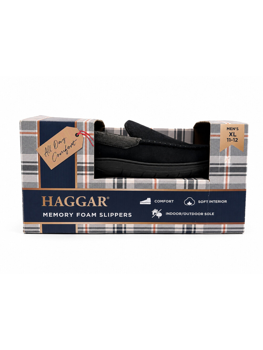 Haggar Mens Venetian Slipper Indoor/Outdoor HouseShoe w/ Memory Foam Sz 11-12